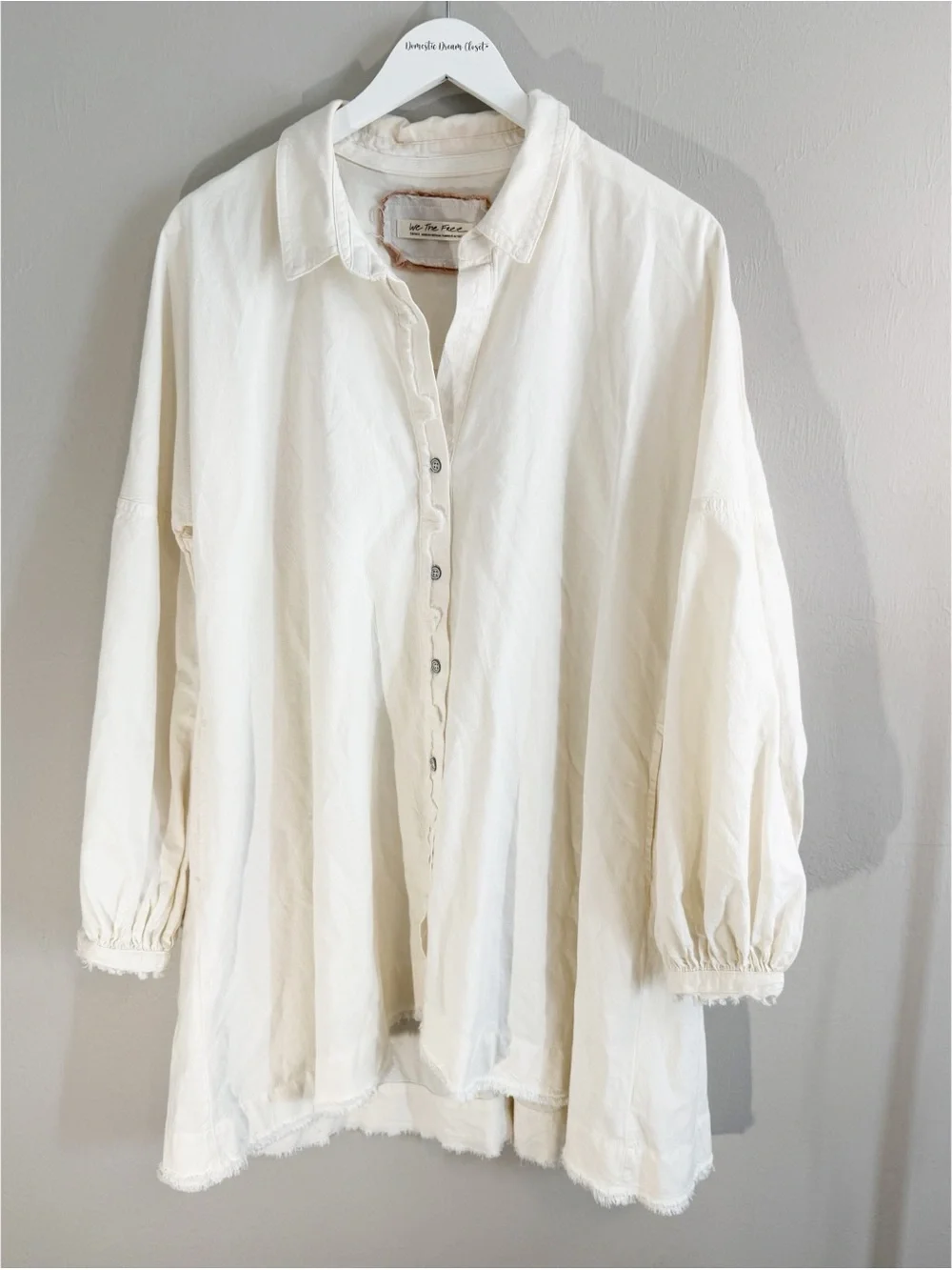 FREE PEOPLE  Women’s Ivory Natural Long Sleeve WHISTLER Shirt Dress Cotton Sz S.